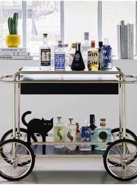 北欧铁钢艺意轱辘餐32408车推车抽屉边桌不带锈小边几收纳置物茶