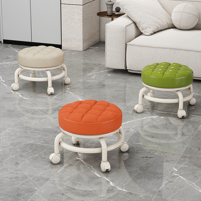 万向轮小凳子软座滑轮矮凳带娃儿童椅子靠背圆凳家U用美缝修脚板