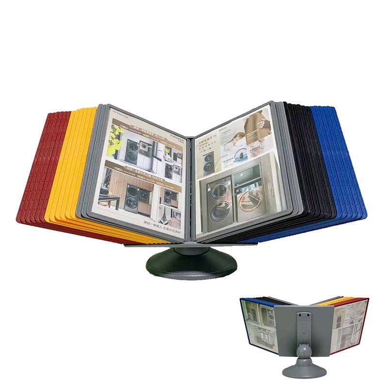 新款桌面旋转文件架30页60面资料架A4展示架翻页台卡展示用品包邮