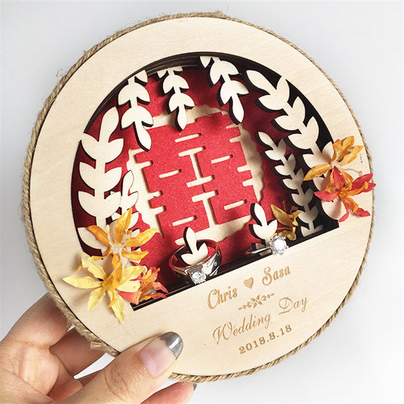 【喜平方】木蔓藤喜戒枕/手工婚礼戒托定制/中式戒座/戒枕