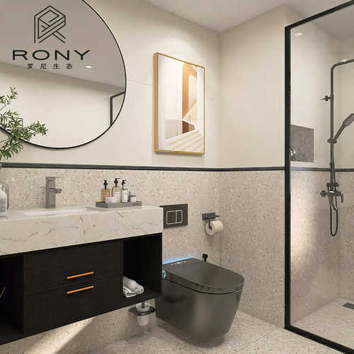 简约奶油色卫生间瓷砖浴室厨房墙砖厕所防滑水磨石地砖客厅仿古