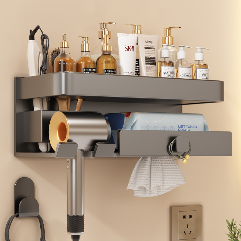 吹风机置物架免打孔化妆室壁挂吹风机筒支架浴室洗漱台收纳挂架子