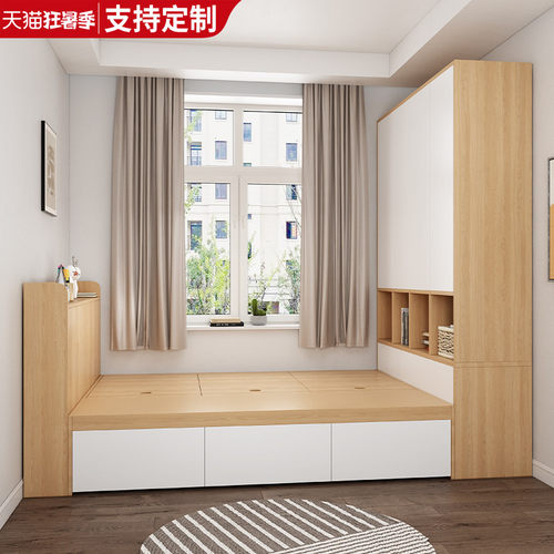 实木榻榻米床多功能储物床衣柜一体小户型K次卧床柜组合儿童床定