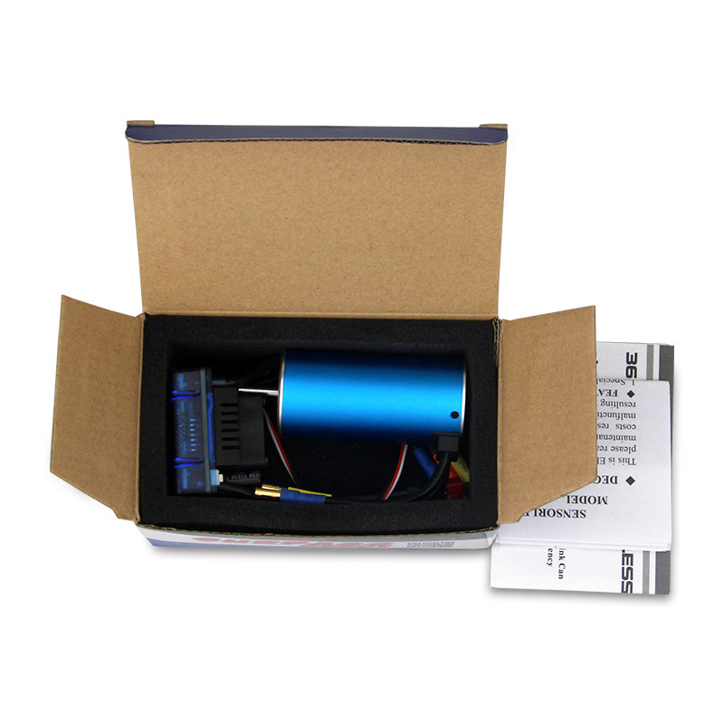 3674内转4极无感无刷防水电1900 2250KV车用马达 120A电调套装