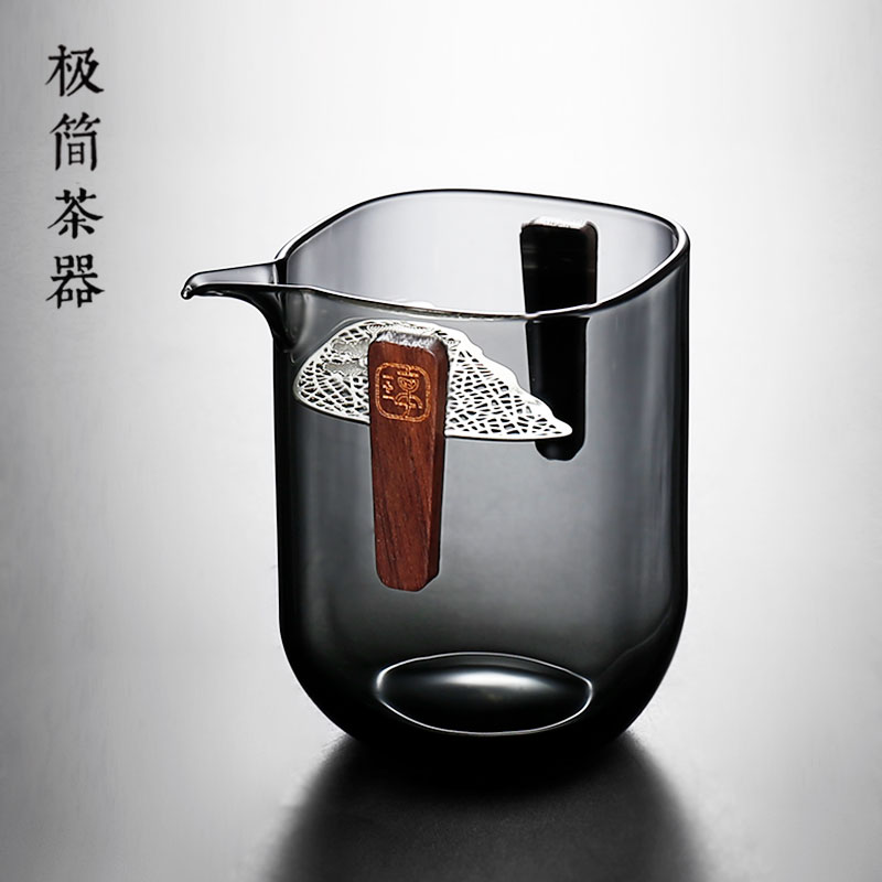 防烫可拆卸月牙过滤玻璃公道杯茶漏一体分茶器泡绿红茶水分离