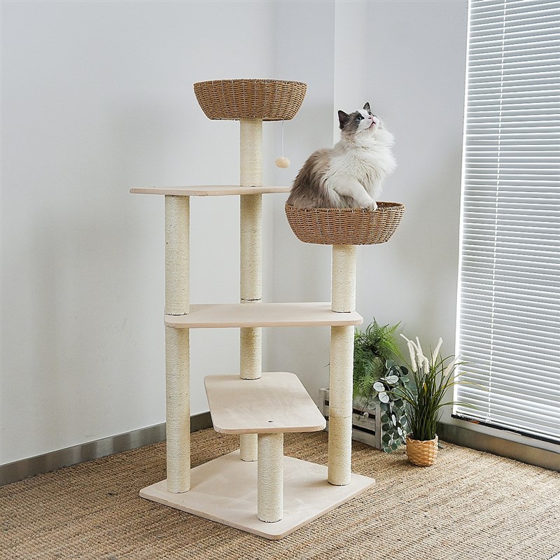 藤编猫窝猫树猫爬架一体剑麻柱磨爪子大型多层不占地猫架子攀爬