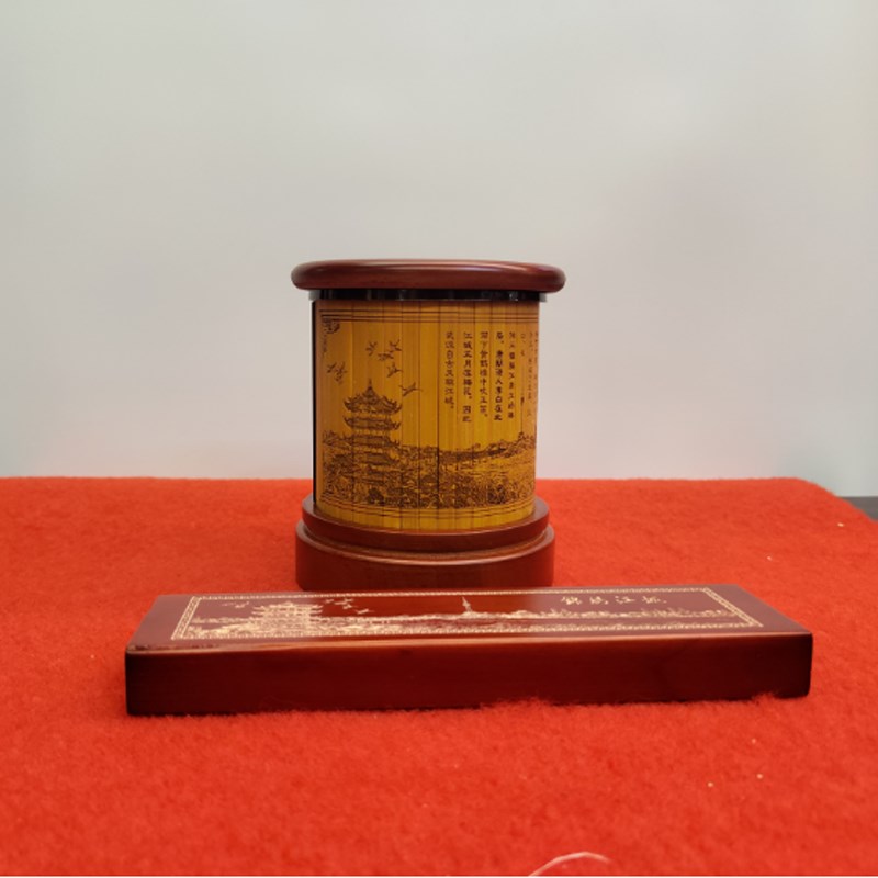 黄鹤楼套装笔筒定制会议商务礼品实用办公室摆件纸镇定制图案礼品