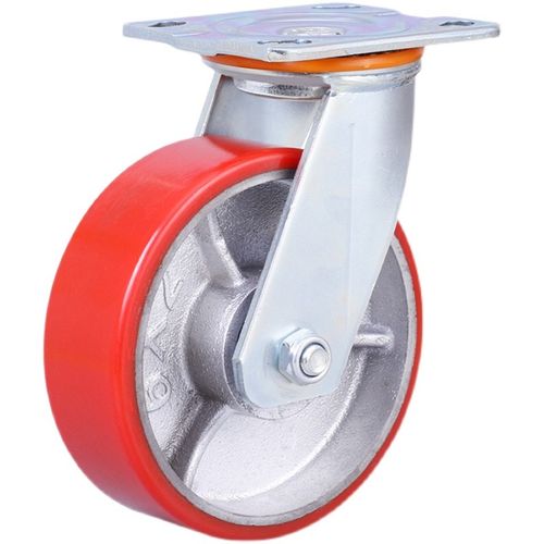 拖带芯PU定向轮6小推车5脚轮平板子万向轮/铁/重型/8寸聚氨酯刹4