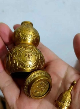 铜葫芦摆件镇宅客厅玄关招财摆设床头朝西夫妻横梁天斩书房办公室