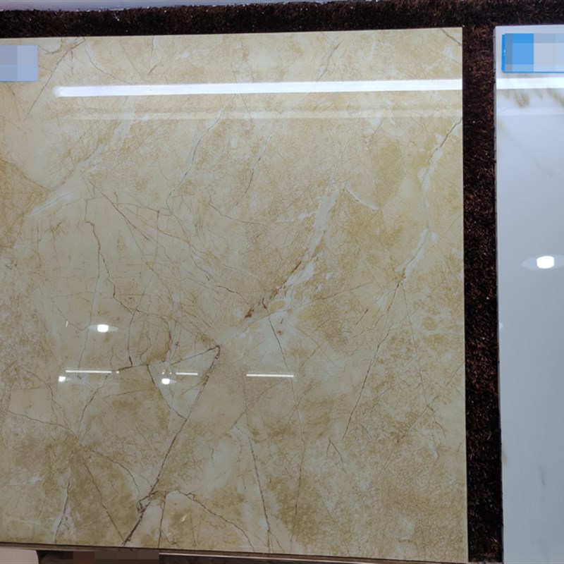 800亮光深黄鹅毛金微晶石玻璃瓷砖 客餐厅厨卫室内简约现代地砖