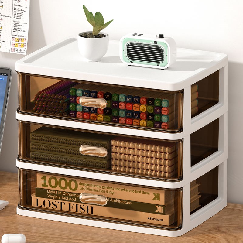 多层透明简约收纳盒桌面化妆用品收纳柜大容量抽屉式化妆刷置物架