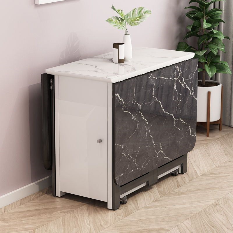 餐桌椅组合现代简约可伸缩折叠餐桌小户型餐边柜饭桌子家用长方形