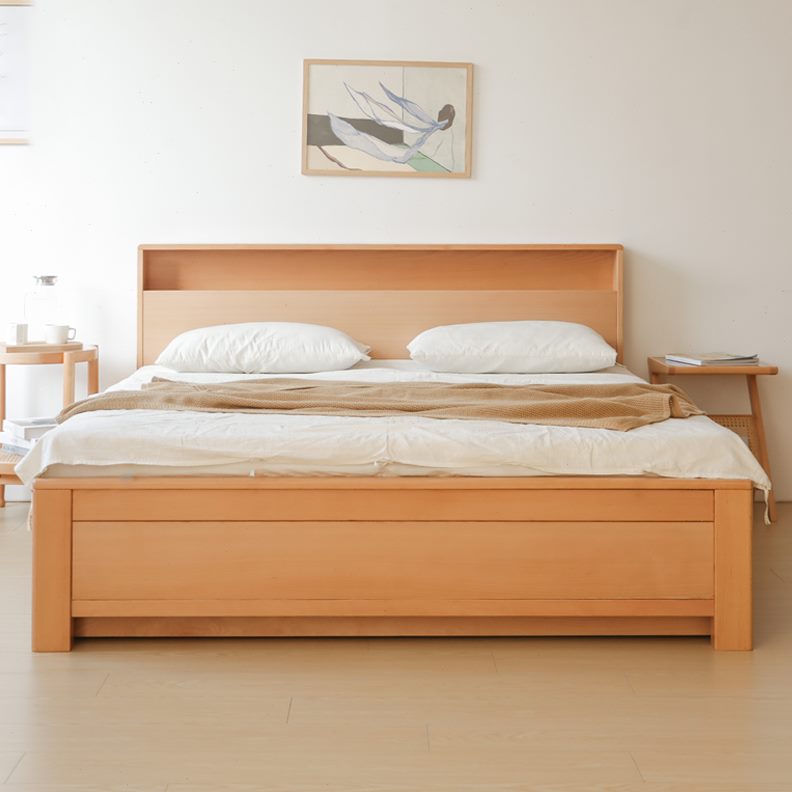 原木储物小乔造高箱榉木实木木米主卧箱体床双人床1.5北欧日式