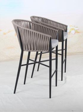 厂户吧台藤椅家室外餐厅绳咖啡店外高脚编靠背户外CF2949C椅高脚