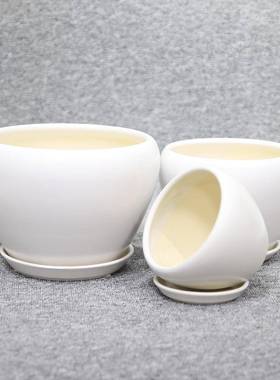 花盛轩套光三陶瓷盆20QYL1哑白