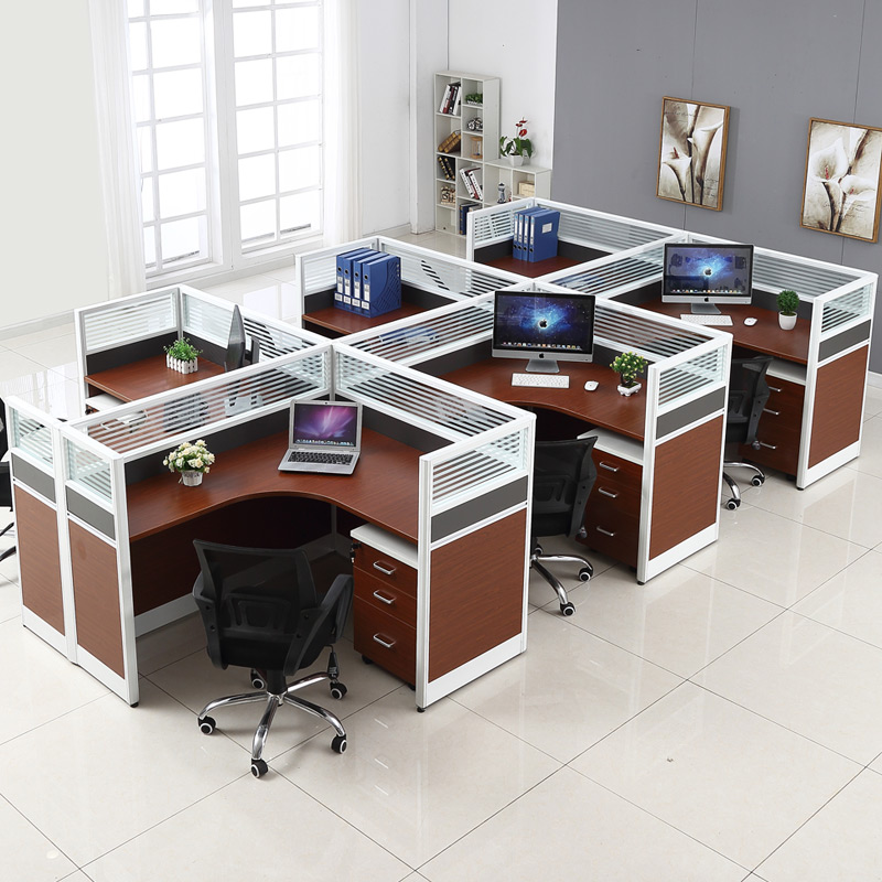 公司职员b办公桌2/4/6人工作位多人屏风卡座四人简约电脑桌椅组合