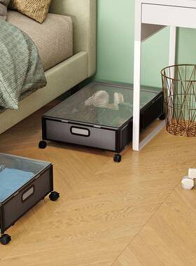 床金下CDSN-400盖置物架属布套抽拉叠式衣服鞋收纳箱带滑轮移动带