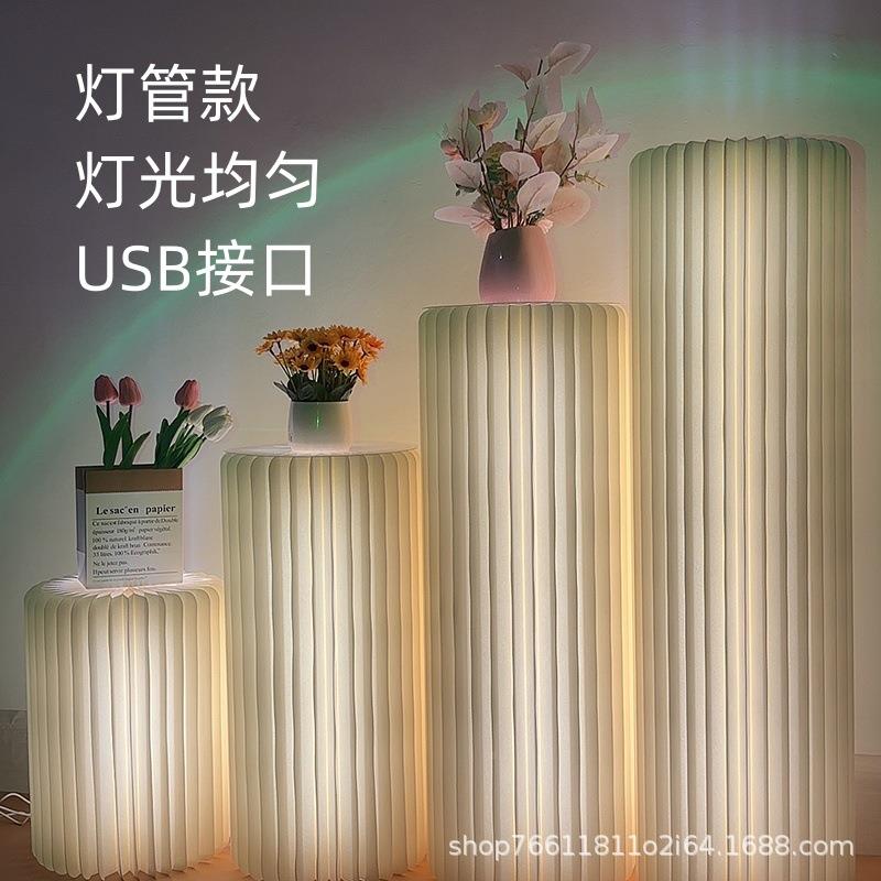 底展示示地台底座高低232组合发光带灯展示座折叠圆柱展架陈列台