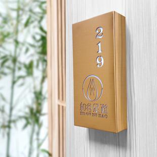 拉丝镂不锈钢玫瑰金空灯箱金镂空酒店房731属牌酒店发号光门牌定