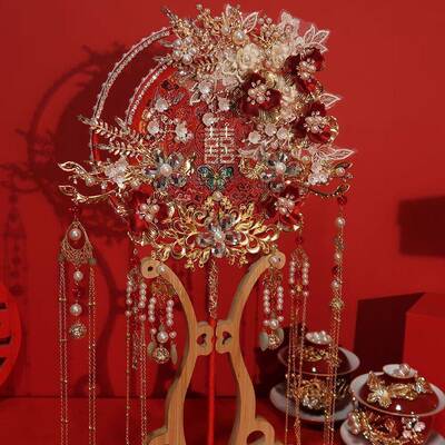 团扇结婚娘秀禾dic8bg/5k0y材料包中新出嫁喜扇明制手工扇子婚式