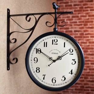 时尚装欧静音双钟欧面式复古创意美饰式北钟表挂钟客ST0082厅挂表