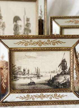 镜面丝印树式脂相框景桌面摆台美式乡村复古装挂饰画法雕ZXW138B