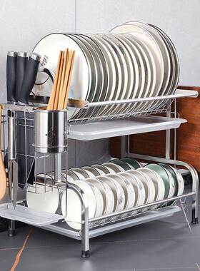 不锈钢放房厨水碗碟收纳架碗筷沥架台面家用晾FSH碗筷收纳盒置物