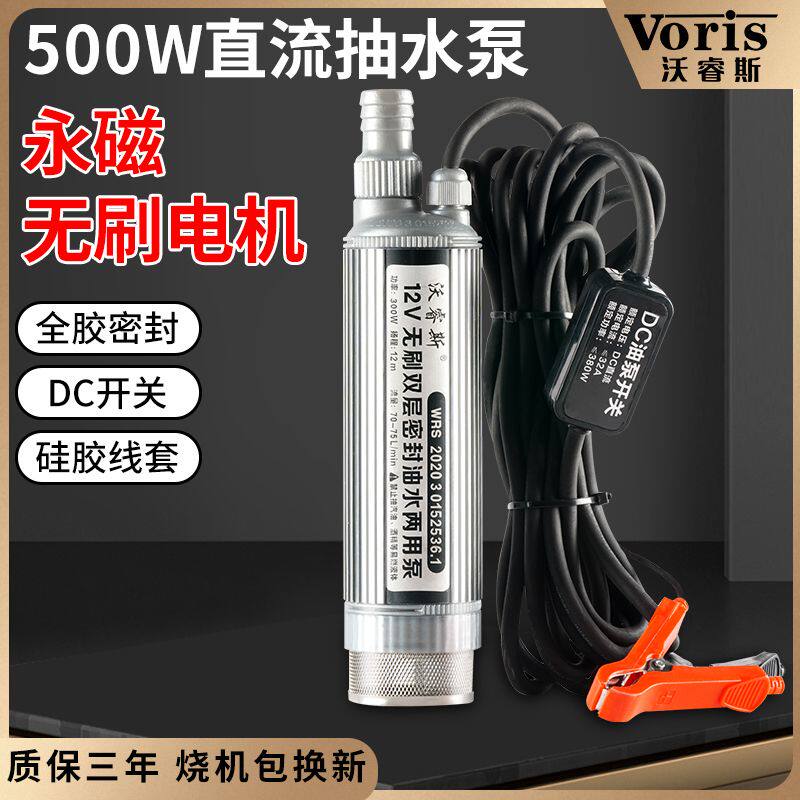 小型抽油泵12v24v超高速无刷电机潜水300w电动柴油泵大功率加油泵