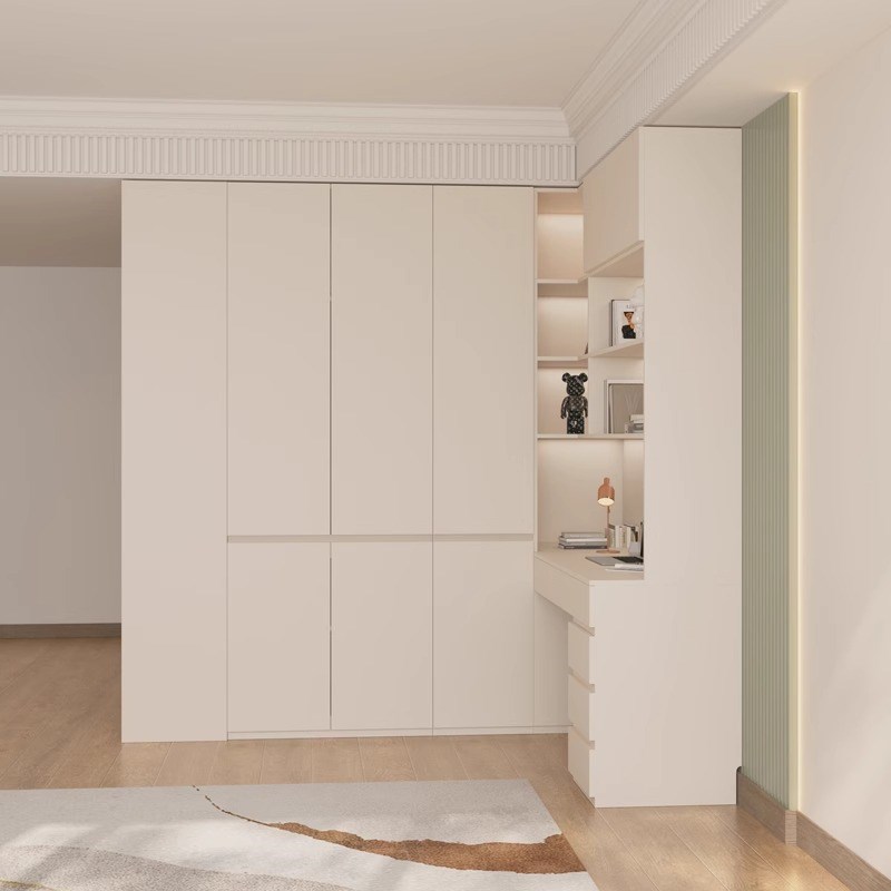 定制衣柜小户型卧室家用L型转角衣F柜书桌一体组合儿童电脑学习桌