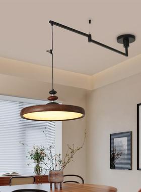 可移位移动摇臂餐厅吊灯飞法式中古复23636风古木纹护眼个性色碟