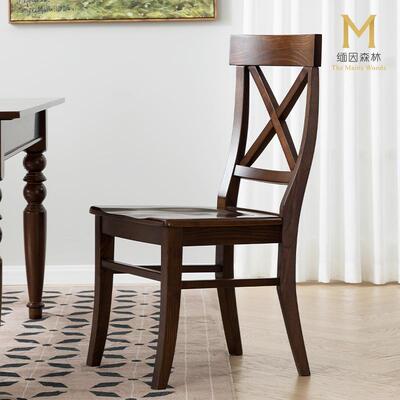 rX背椅ZC-04N美式餐椅餐子家用靠椅背实木椅复^古餐厅桌凳子