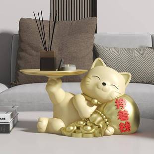 创意托盘猫桌面摆件厅茶几餐桌电视柜户玄客装关书QJ6582房入办公