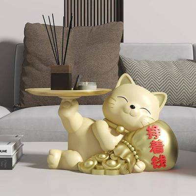 创意托盘猫桌面摆件厅茶几餐桌电视柜户玄客装关书QJ6582房入办公