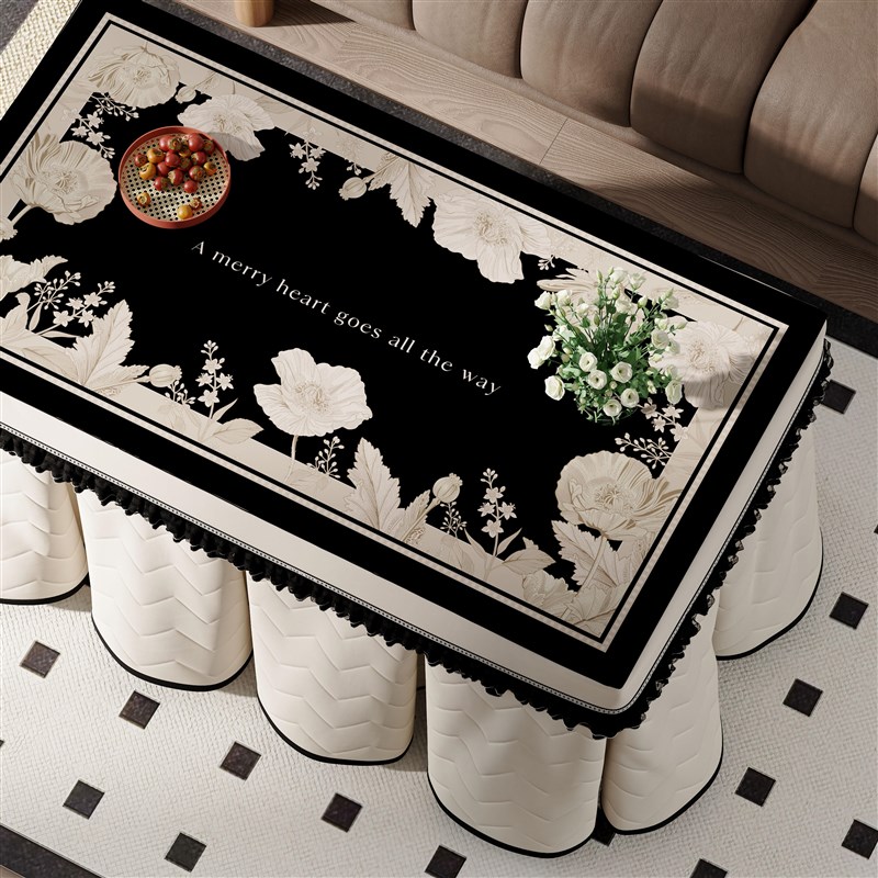 2024新款中古风烤火罩加厚烤火桌罩套长方形电炉罩电烤炉取暖桌罩