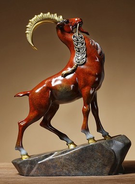 《领头羊》铜羊摆件生肖客厅桌面酒柜书房办公室公司开业乔迁礼品