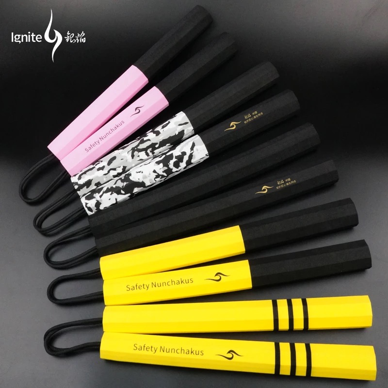 银焰迷彩款黑海绵双节棍安全初学训练双绳加重纪念款李小龙双截棍