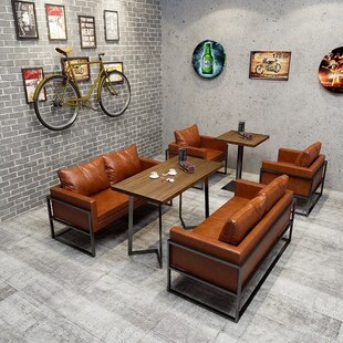 定 酒吧转角咖d啡厅馆铁艺音乐餐吧商用工业风烧烤店桌椅组合套装