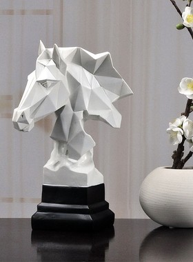 几何体美术素描静物绘画拍摄影陈列切面几何马头像摆件家居工艺品