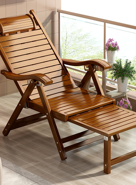 适合放阳台的躺椅家用老人午休结C实耐用竹椅子久坐舒服折叠椅可