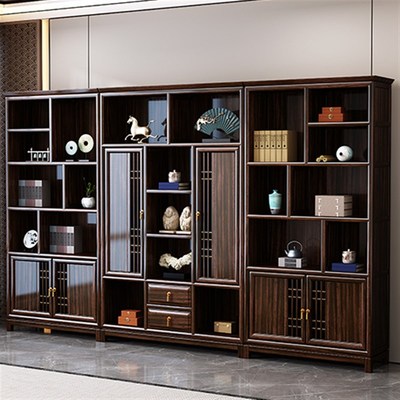 乌金木博古架实木中式多宝阁办公室现代简约书柜书架置物架储物柜