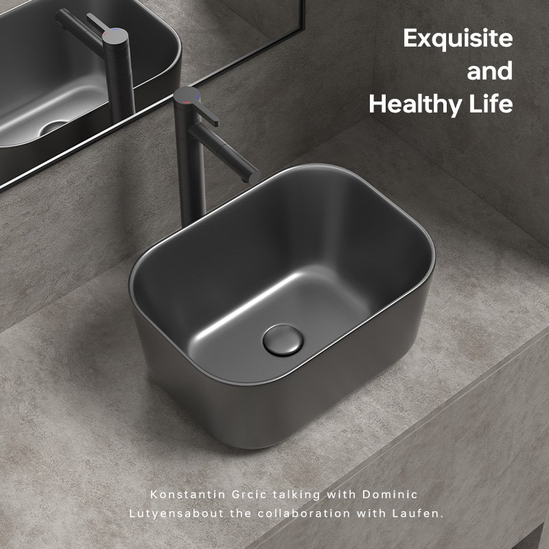 金属感枪灰色陶瓷加深台上盆家用卫生间洗手盆洗漱加高洗脸盆阳台