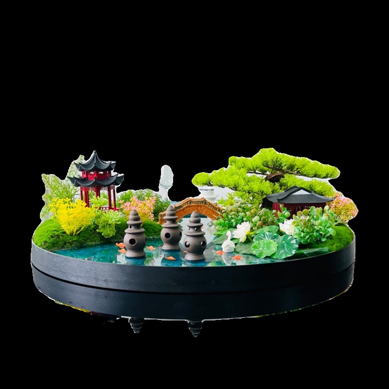 新款酒店大圆桌中间摆件餐桌花摆设花饭店桌面装饰微景观造景花艺