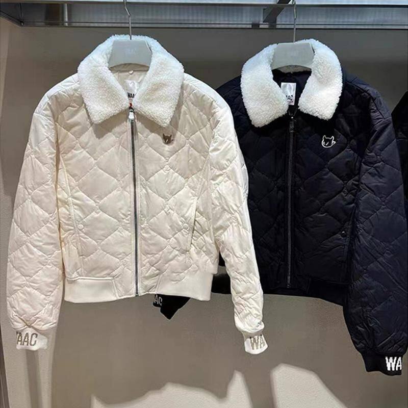 韩国高尔夫服装女士2025新款翻领运动休闲时尚舒适保暖棉服外套