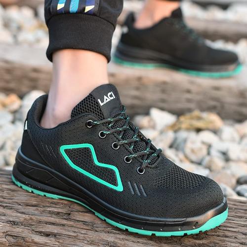 轻便头织透气联安全鞋休闲油钢刺防滑飞防砸耐时尚劳保鞋舒适防驰