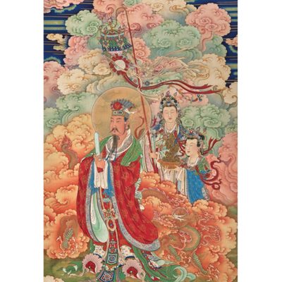 尊布画太阳水临摹画艺术工日和硕庄亲王心范陆宫本微喷绢天人物笔