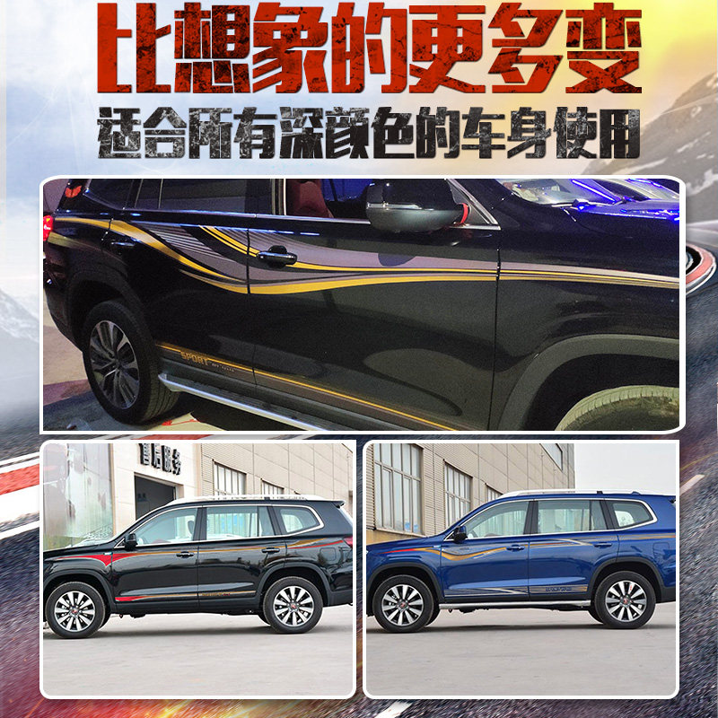 适用1819款荣威RX8拉花腰线 汽车装饰彩条车身贴 RX8专用改装贴纸