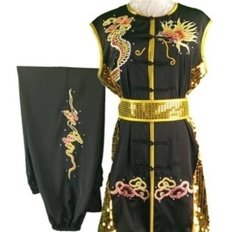 新款无袖南拳服龙刺绣长拳比赛表演服专业武术服竞赛服彩服男女款