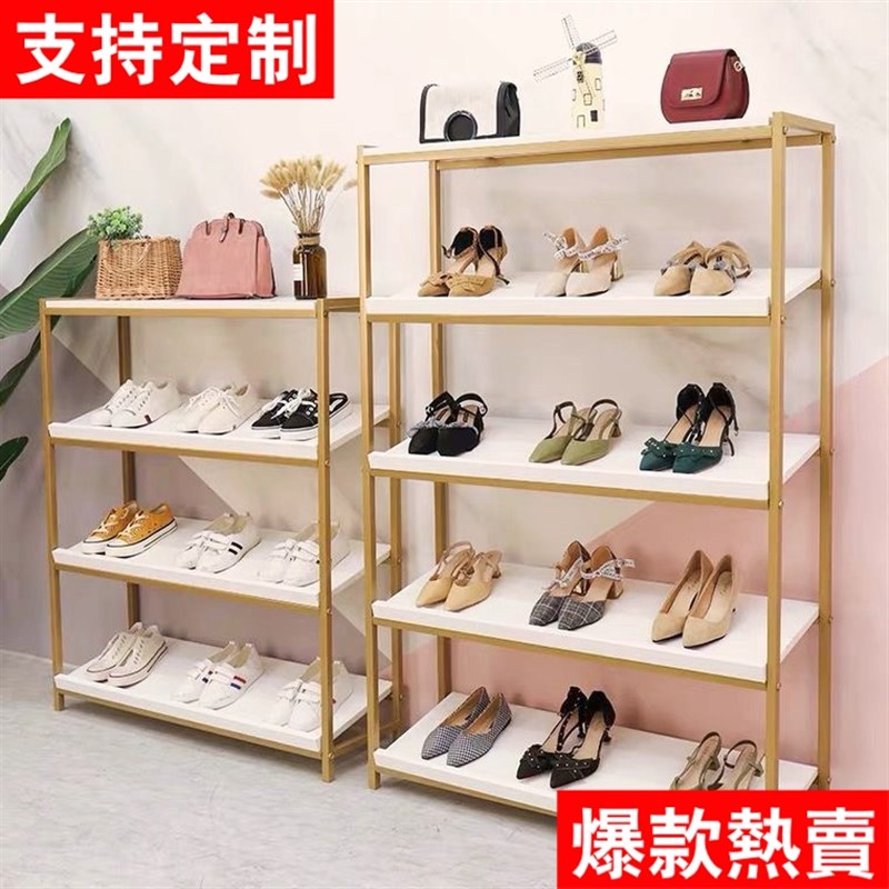 鞋店新款人造板店铺用服装店金色包包展示架落地式多层货架置物架