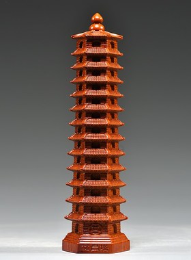 花梨木雕刻13层文昌塔摆件木头文昌塔十三层家居客厅办公室装饰品