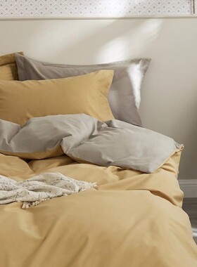 在耳边简约纯色磨毛四件套100As全棉秋冬加厚床上用品宿舍三件套